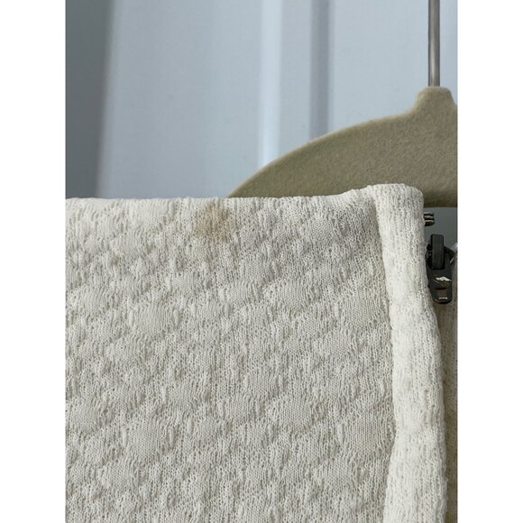 Vintage 60s Textured Short Sleeve Dress Womens Medium Off White Minimal Gogo Mod - Picture 3 of 12